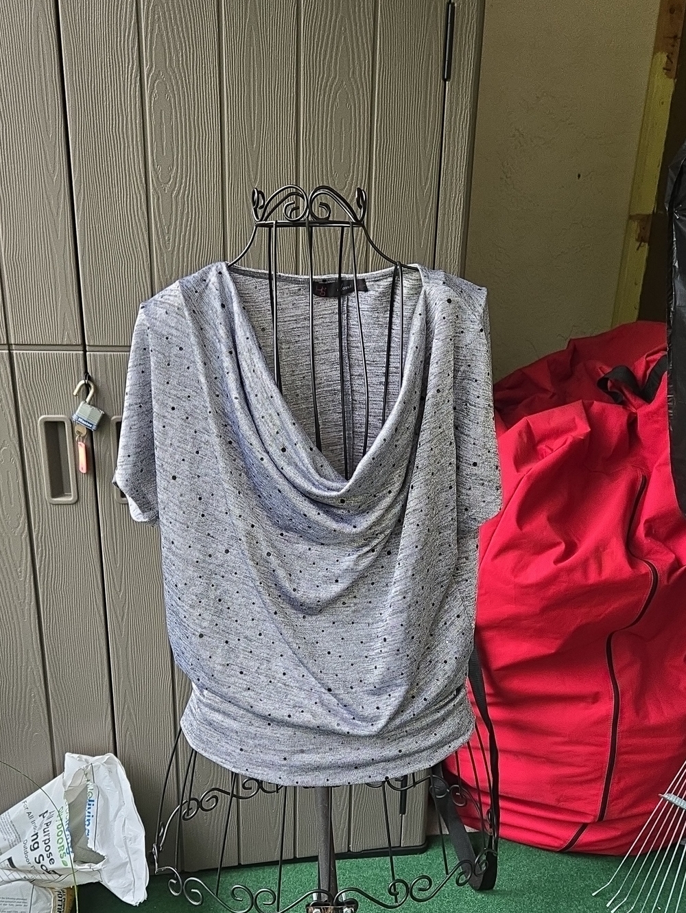 HeartSoul Heathered Gray Top with Pink Logo Accent